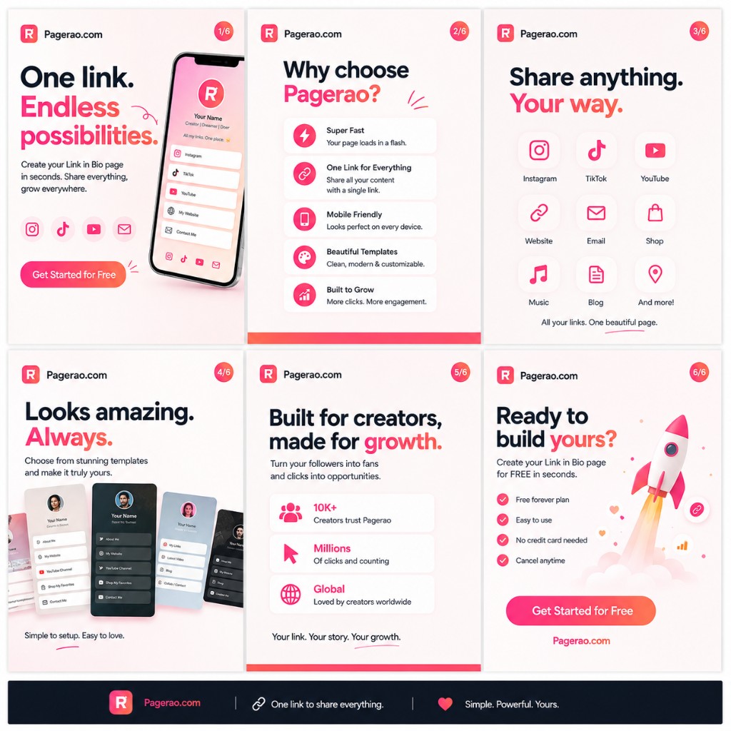 Pagerao — one link for your bio, beautiful templates, and growth tools
